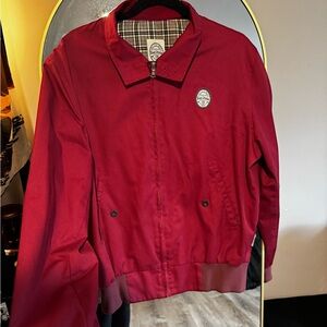 Three Stroke Red Jacket with Plaid Lining
